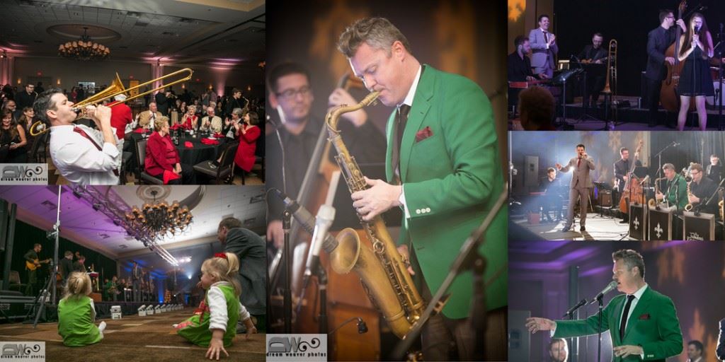 A collage of the orchestra playing their instruments
